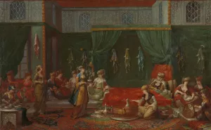 Lying-in Room of a Distinguished Turkish Woman Oil painting by Jean Baptiste Vanmour