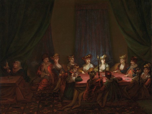Party of Armenians Playing Cards  by Jean Baptiste Vanmour - Hand-Painted Oil Painting Reproduction