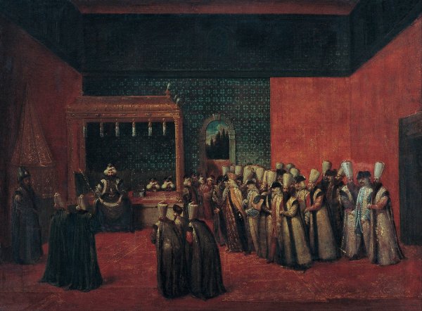Sultan Ahmet III Receiving A European Ambassador by Jean Baptiste Vanmour - Hand-Painted Oil Painting Reproduction