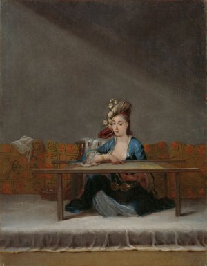 Turkish Woman at her Embroidery Frame by Jean Baptiste Vanmour Oil Painting
