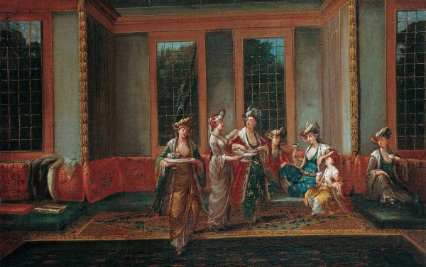 Women Drinking Coffee by Jean Baptiste Vanmour - Hand-Painted Oil Painting Reproduction