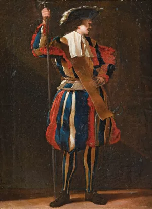 Portrait of a Swiss Guard Oil painting by Jean Barbault
