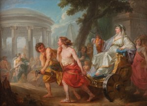 Cleobis and Biton with Cydippe in the Front of Hera Temple by Jean Bardin Oil Painting