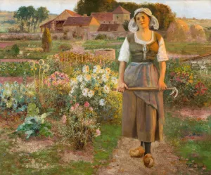 Maiden in the Garden by Jean Beauduin Oil Painting
