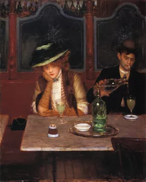 Absinthe Drinkers Oil painting by Jean Beraud