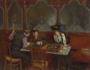 Au cafe by Jean Beraud Oil Painting