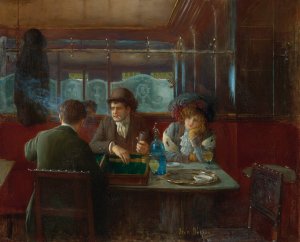 Backgammon At The Cafe by Jean Beraud Oil Painting