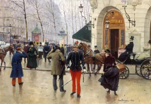 Boulevard Des Capucines at the Site of Theater Du Vaudeville by Jean Beraud Oil Painting