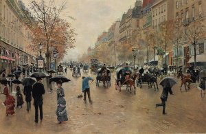 Boulevard Poissonniere en automne by Jean Beraud Oil Painting