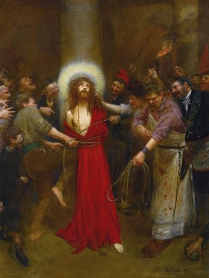 Christ Lie a La Colonne by Jean Beraud Oil Painting