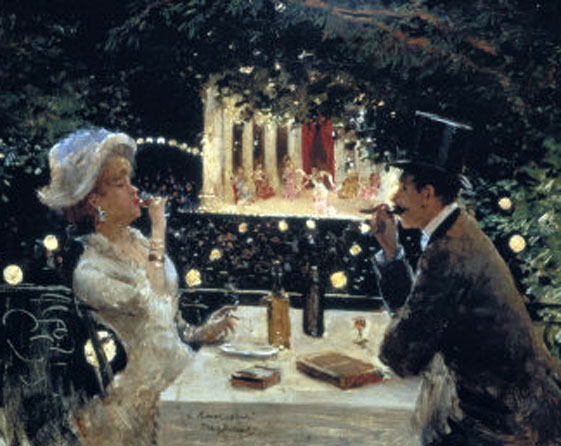 Main Product Photo of Dinner at Les Ambassadeurs Painting by Jean Beraud