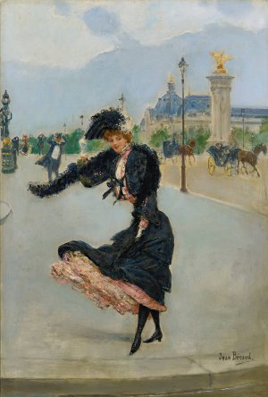 Elegante Devant Le Grand Palais Sur Le Pont Alexandre Iii by Jean Beraud Oil Painting