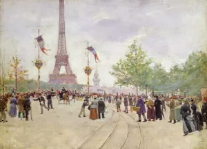 Entrance to the Exposition Universelle by Jean Beraud Oil Painting