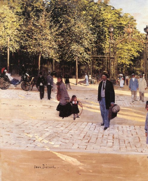 Entrance to the Park by Jean Beraud - Hand-Painted Oil Painting Reproduction