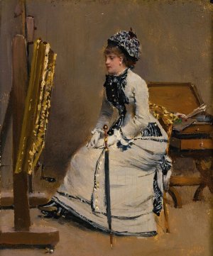 Femme Assise Devant Un Tableau by Jean Beraud Oil Painting