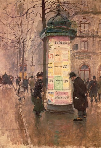 La Colonne Morris by Jean Beraud - Hand-Painted Oil Painting Reproduction