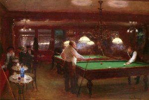 La Partie De Billard by Jean Beraud Oil Painting