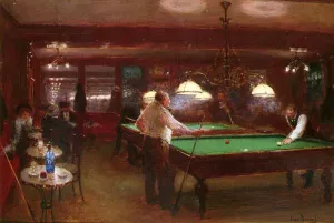 La Partie De Billard painting by Jean Beraud