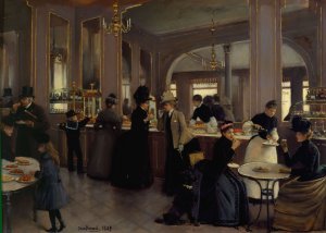 La Patisserie Gloppe - Champs Elysees, Paris by Jean Beraud Oil Painting