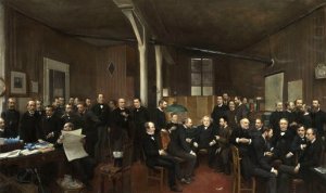 La Salle de Redaction du Journal des Debats by Jean Beraud Oil Painting