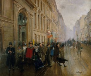 La sortie du conservatoire de musique by Jean Beraud Oil Painting