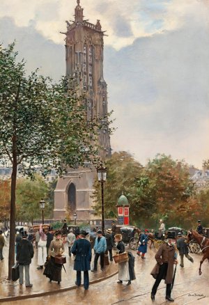 La Tour Saint Jacques by Jean Beraud Oil Painting