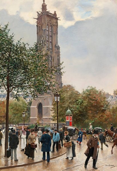La Tour Saint Jacques by Jean Beraud - Hand-Painted Oil Painting Reproduction