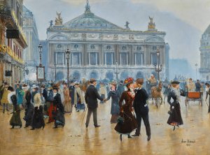 L'arrivee Des Midinettes  by Jean Beraud Oil Painting
