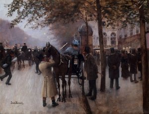 Le boulevard des Capucines, le soir, devant le Cafe Napolitain by Jean Beraud Oil Painting