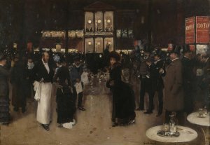Le boulevard Montmartre, la nuit, devant le theatre des Varietes by Jean Beraud Oil Painting