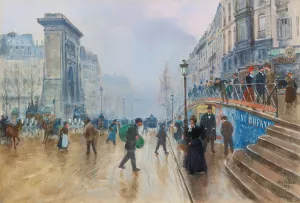 Le boulevard Saint-Denis a Paris Oil painting by Jean Beraud