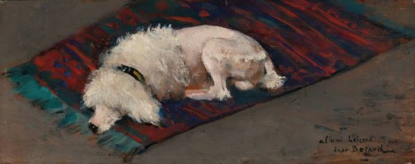 Le Caniche Blanc by Jean Beraud - Hand-Painted Oil Painting Reproduction