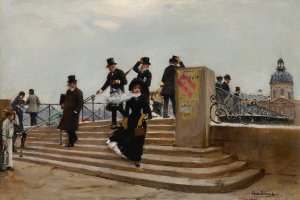 Le Pont Des Arts Par Grand Vent by Jean Beraud Oil Painting