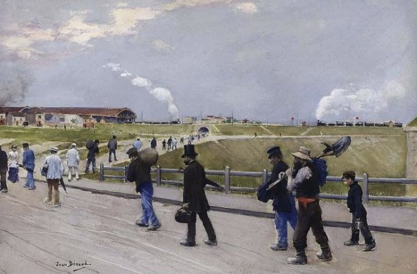 Main Product Photo of Le Train de Banlieue Painting by Jean Beraud