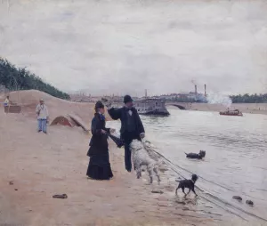 Les berges de la Seine Oil painting by Jean Beraud