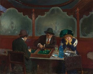Les joueurs de jacquet backgammon by Jean Beraud Oil Painting