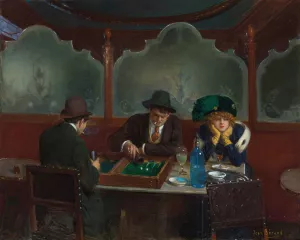 Les joueurs de jacquet backgammon by Jean Beraud Oil Painting