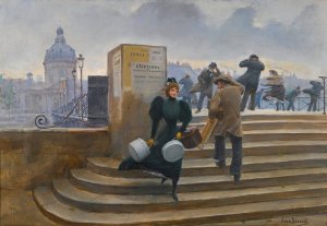 Modiste Sur Le Pont Des Arts by Jean Beraud Oil Painting