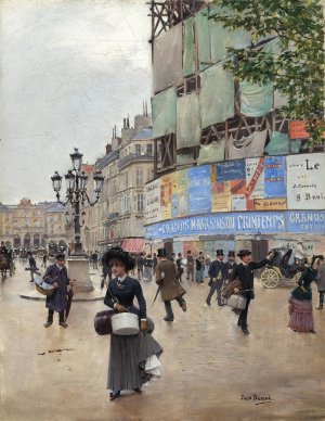 Paris,rue du Havre Oil painting by Jean Beraud