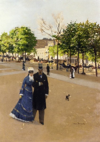 Parisian Street Scene by Jean Beraud - Hand-Painted Oil Painting Reproduction