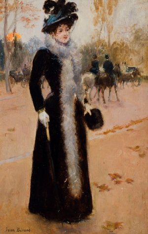 Parisienne au Bois. by Jean Beraud Oil Painting