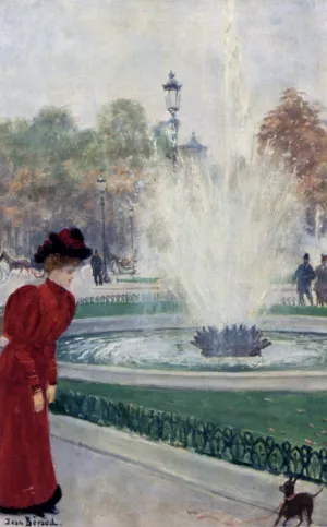 Parisienne Au Rond-Point Des Champs-Elysees Oil painting by Jean Beraud