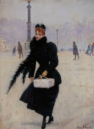 Parisienne sur la place de la Concorde by Jean Beraud Oil Painting