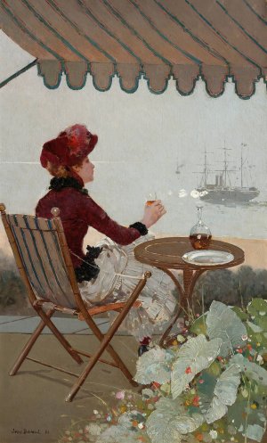 Seaside Cafe by Jean Beraud Oil Painting