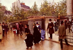 Sortant De La Madeleine, Paris by Jean Beraud Oil Painting