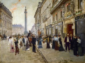 Sortie des ouvrieres de la maison Paquin by Jean Beraud Oil Painting