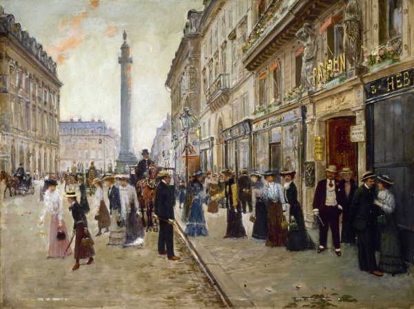 Sortie des ouvrieres de la maison Paquin  by Jean Beraud - Hand-Painted Oil Painting Reproduction