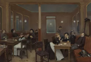 Student Brasserie - Brasserie dEtudiants by Jean Beraud - Oil Painting Reproduction