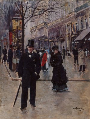 Sur le boulevard by Jean Beraud Oil Painting