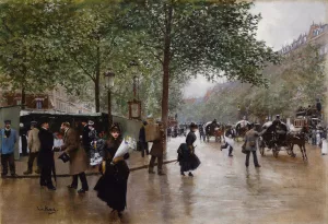 Sur Les Grands Boulevards Oil painting by Jean Beraud